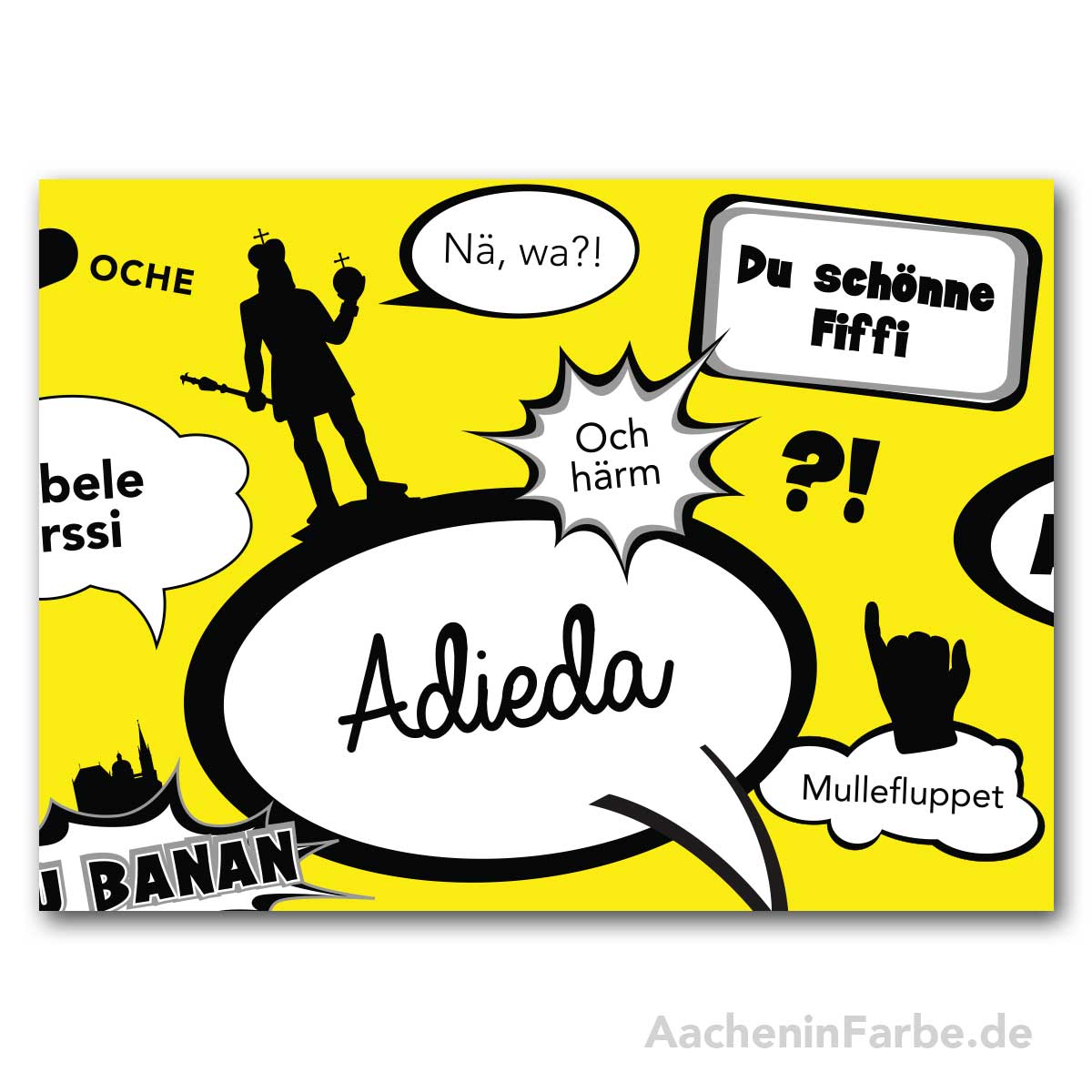 Postkarte, Öcher Sprüche, Comic "Adieda"