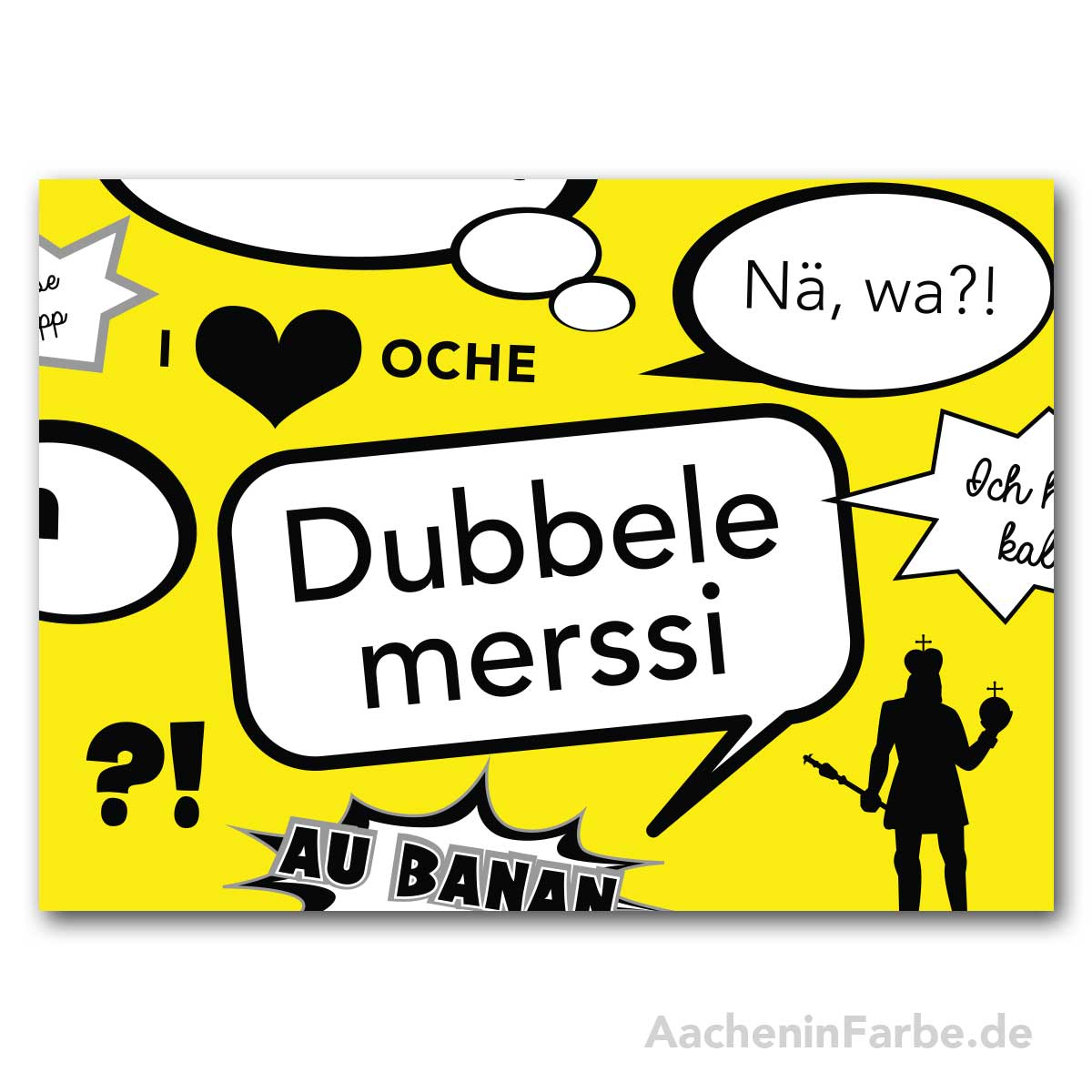 Postkarte, Öcher Sprüche, Comic "Dubbele Merssi"