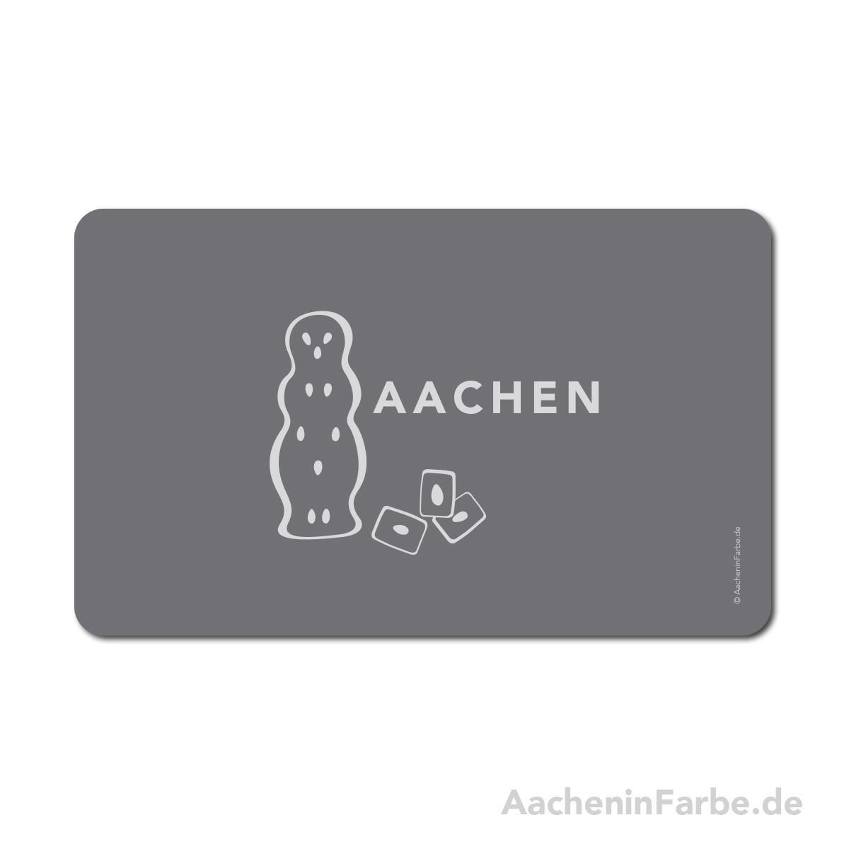 Frühstücksbrettchen Aachen Symbole, Printe, grau